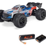 ARRMA 1/16 MINI KRATON 3S DSC 4X4 RTR Brushless Speed Truck (Battery & Charger Included), Red/Blue