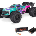 ARRMA 1/16 MINI KRATON 3S DSC 4X4 RTR Brushless Speed Truck (Battery & Charger Included), Teal/Pink