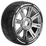 Louise RC MFT GT-SHIV 1-8 Buggy Tire Set - Mounted - Soft - Black Chrome Spoke Wheels - Hex 17mm - L-T3284SBC
