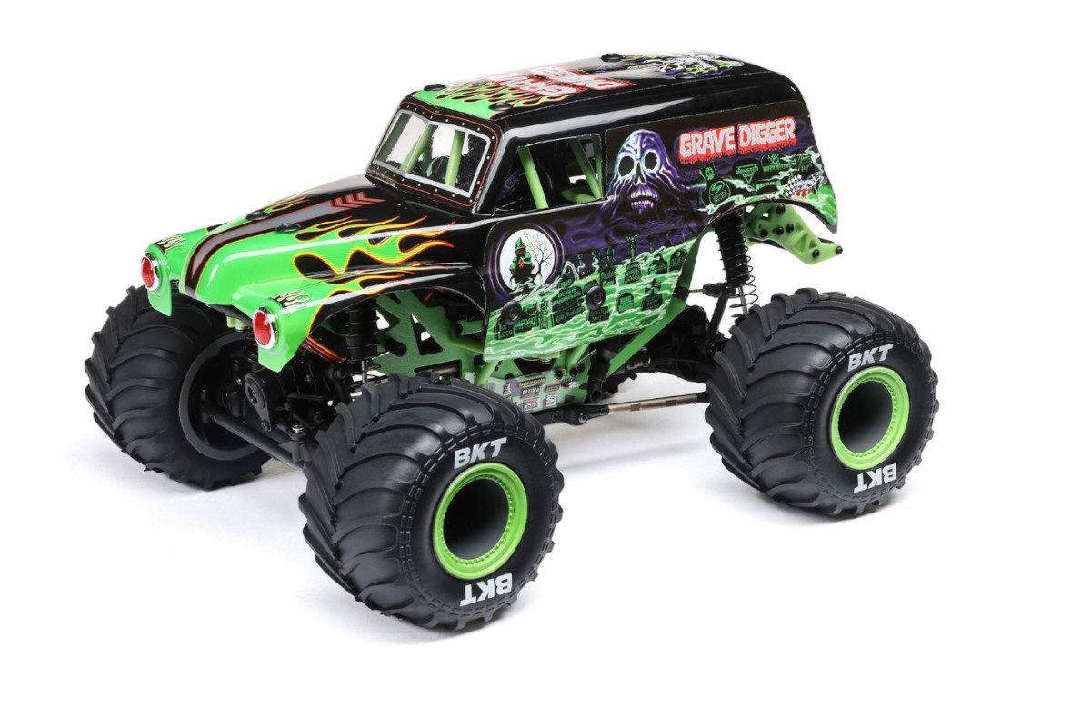 LOSI 1/18 Mini LMT Grave Digger 2S 4X4 RTR Brushed Monster Truck (Battery & Charger Included), Green