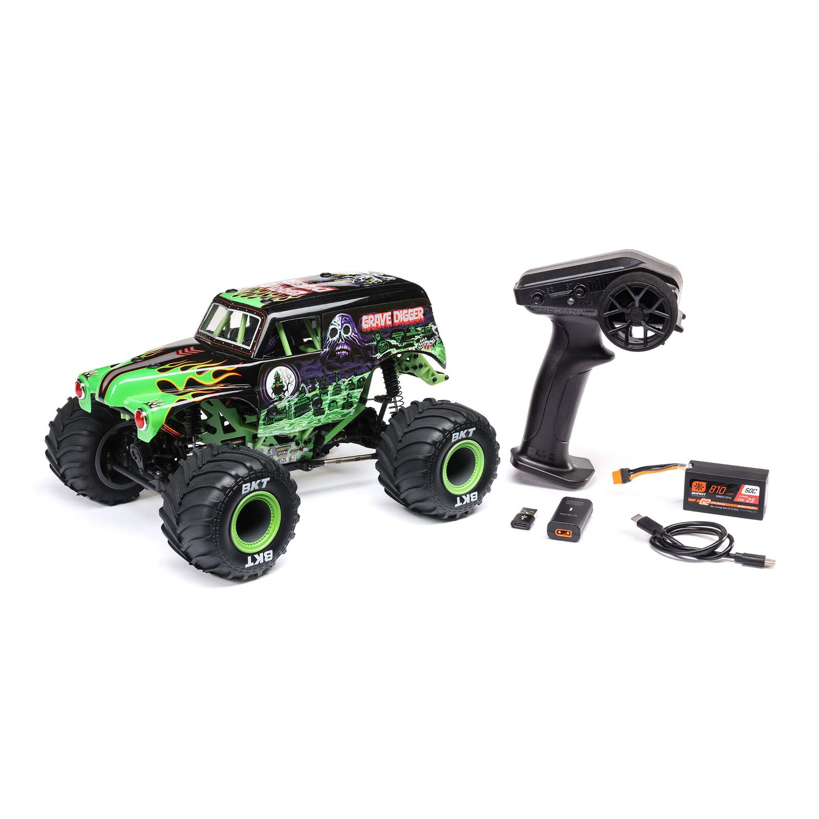 LOSI 1/18 Mini LMT Grave Digger 2S 4X4 RTR Brushed Monster Truck (Battery & Charger Included), Green - Image 14