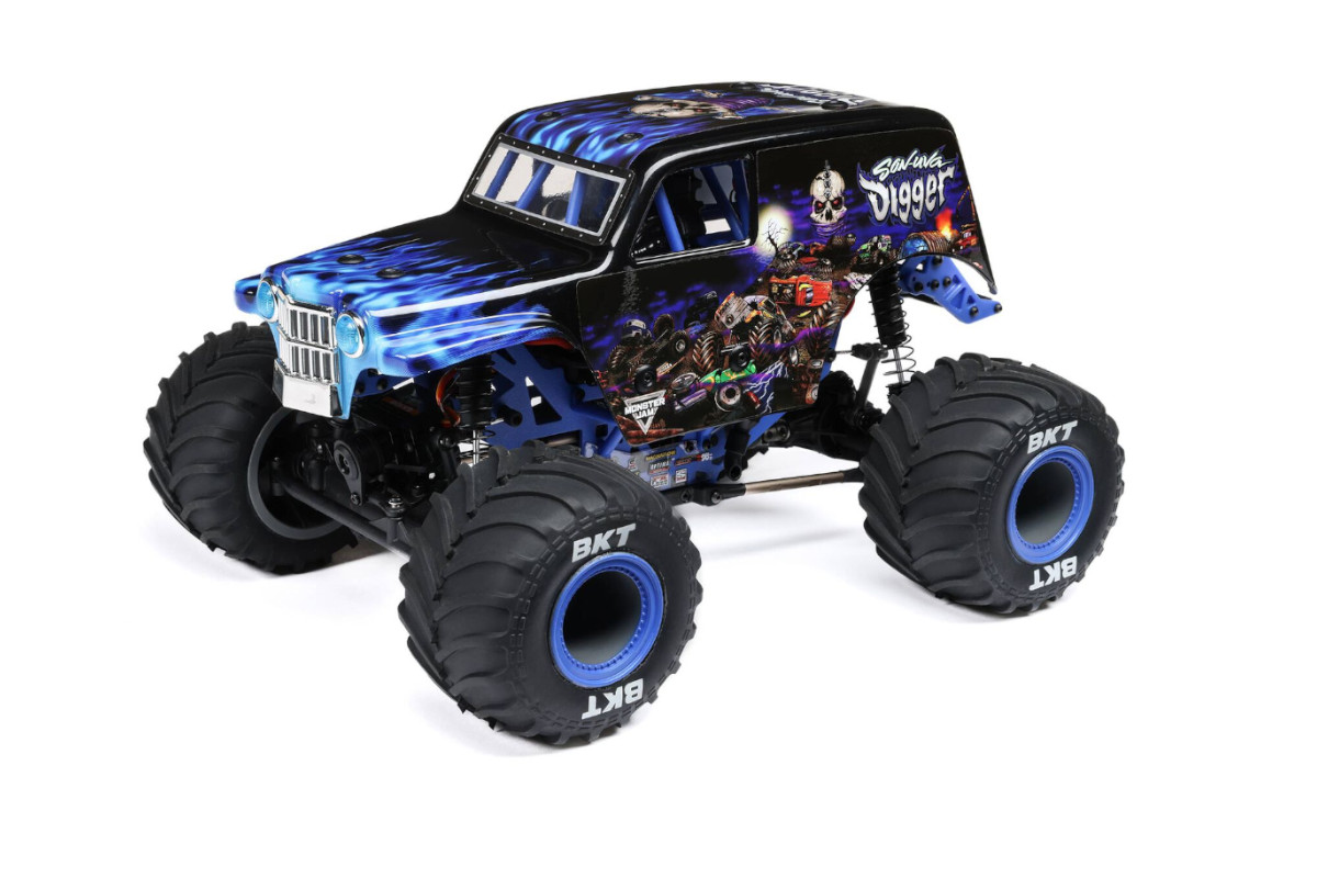 LOSI 1/18 Mini LMT Son Uva Digger 2S 4X4 RTR Brushed Monster Truck (Battery & Charger Included), Blue