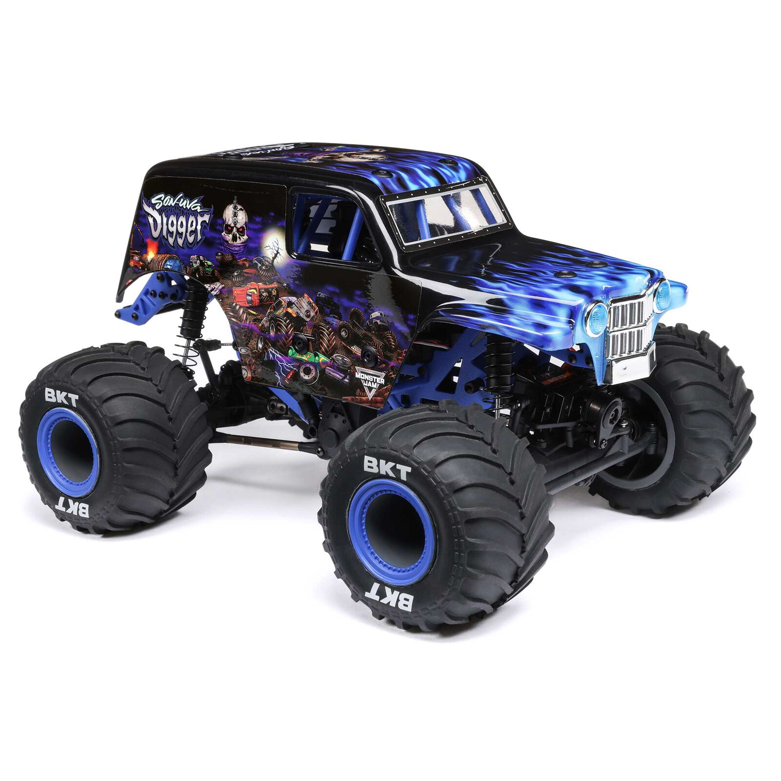 LOSI 1/18 Mini LMT Son Uva Digger 2S 4X4 RTR Brushed Monster Truck (Battery & Charger Included), Blue - Image 6