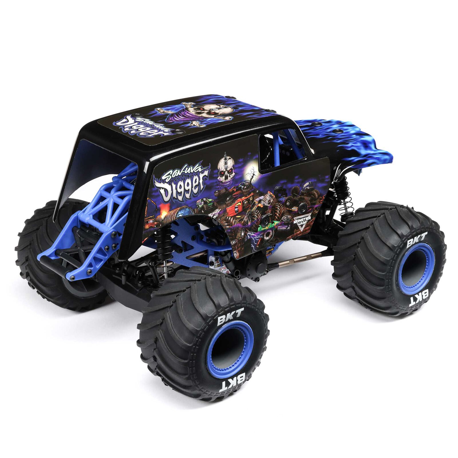 LOSI 1/18 Mini LMT Son Uva Digger 2S 4X4 RTR Brushed Monster Truck (Battery & Charger Included), Blue - Image 8