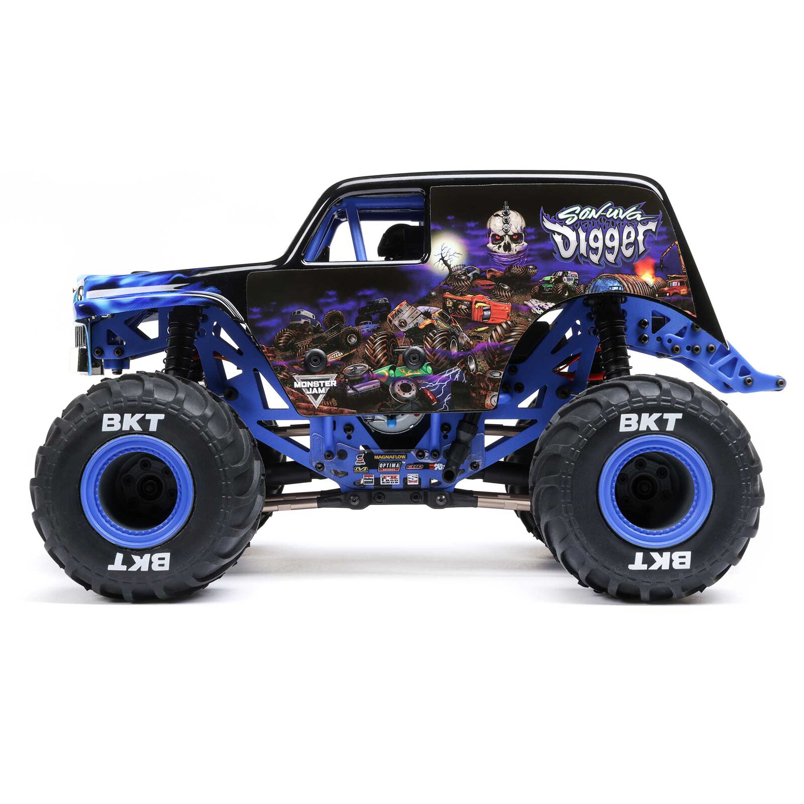 LOSI 1/18 Mini LMT Son Uva Digger 2S 4X4 RTR Brushed Monster Truck (Battery & Charger Included), Blue - Image 10