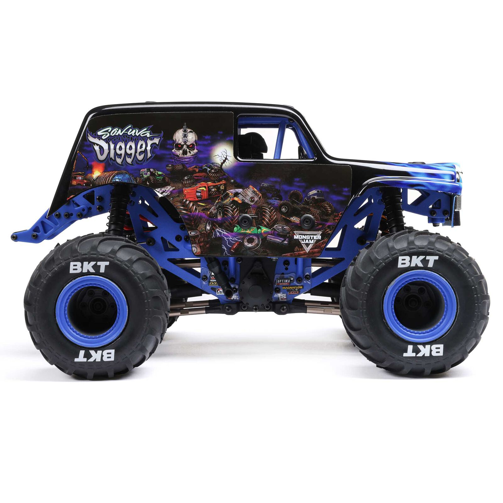 LOSI 1/18 Mini LMT Son Uva Digger 2S 4X4 RTR Brushed Monster Truck (Battery & Charger Included), Blue - Image 7