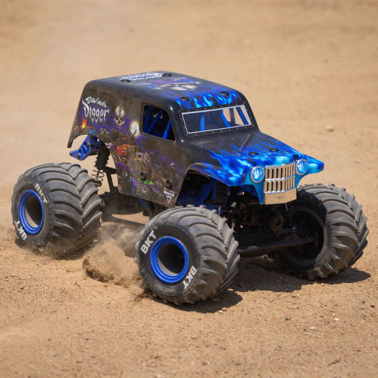 LOSI 1/18 Mini LMT Son Uva Digger 2S 4X4 RTR Brushed Monster Truck (Battery & Charger Included), Blue - Image 2