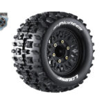 Louise RC MT-PIONEER 1-10 Monster Truck Tire Set - Mounted - Sport - Black Wheels - Removable HEX 12 Narrow, 12 Wide, 14, 17mm - L-T3202SX