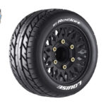 Louise RC ST-ROCKET 1-10 Stadium Truck Tire Set - Mounted - Sport - Black Wheels - Removable HEX 12 Narrow, 12 Wide, 14, 17mm - L-T3208SX