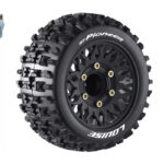 Louise RC ST-PIONEER 1-10 Stadium Truck Tire Set - Mounted - Sport - Black Wheels - Removable HEX 12 Narrow, 12 Wide, 14, 17mm - L-T3227SX