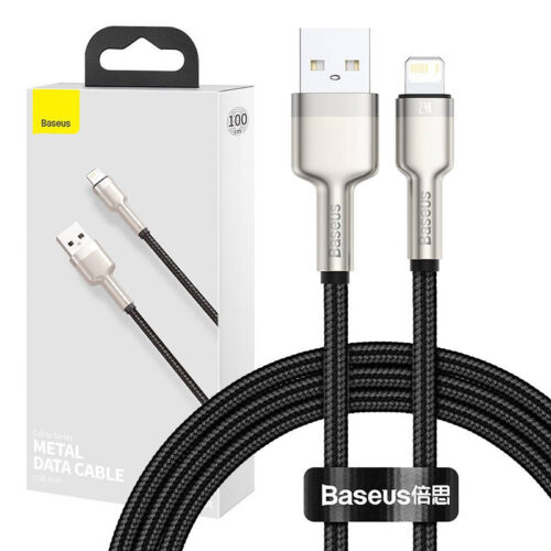 Baseus Καλώδιο USB σε Lightning Cafule Metal Braided, 2.4A, 1m (Μαύρο) CALJK-A01