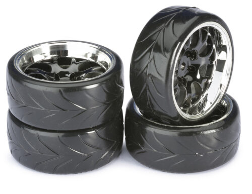 ABSIMA Wheel Set Drift LP " Comb / Profile A" black/chrome 1:10 (4 pcs)