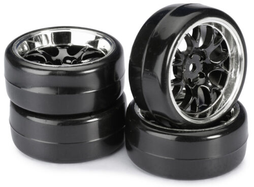 ABSIMA Wheel Set Drift LP " Comb / Profile B" black/chrome 1:10 (4 pcs)